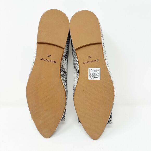 Blublonc Womens Snakeskin Print Leather Flats 35 Made In Spain Bow Detail US 5 - Picture 6 of 13